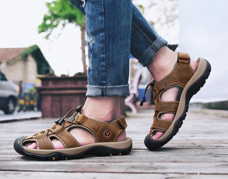 Ankle-Wrap Genuine Leather Casual Fashion Sandals