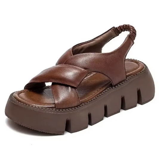 Retro Leather Platform Sandals Comfortable