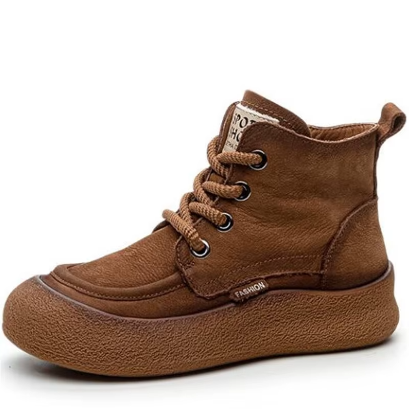 Cowhide Thick-Sole Sneakers