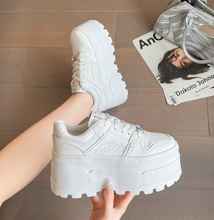 Comfortable Platform Lace-Up Sneakers