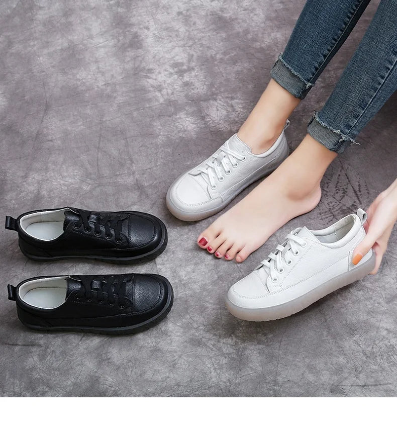 Soft-Bottom Genuine Leather Oxford Sneakers