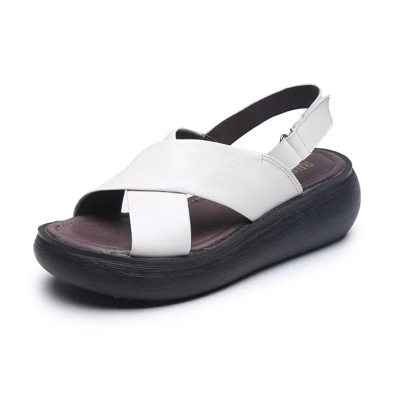 Thick Bottom Cowhide Leather Sandals