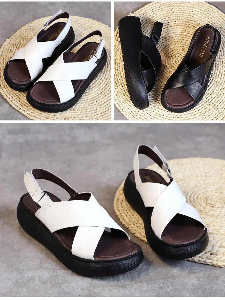 Thick Bottom Cowhide Leather Sandals