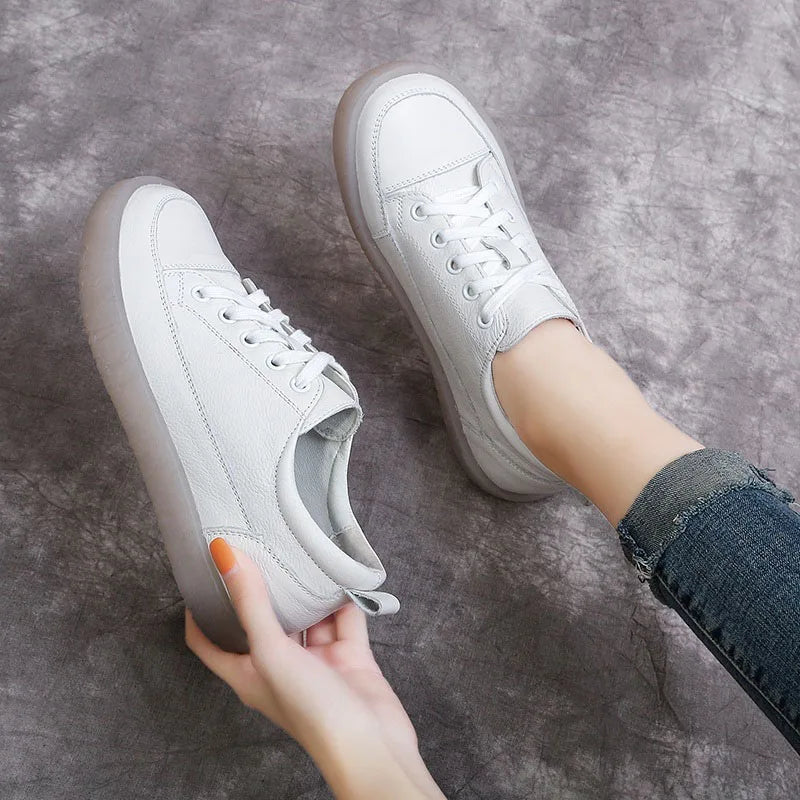 Soft-Bottom Genuine Leather Oxford Sneakers