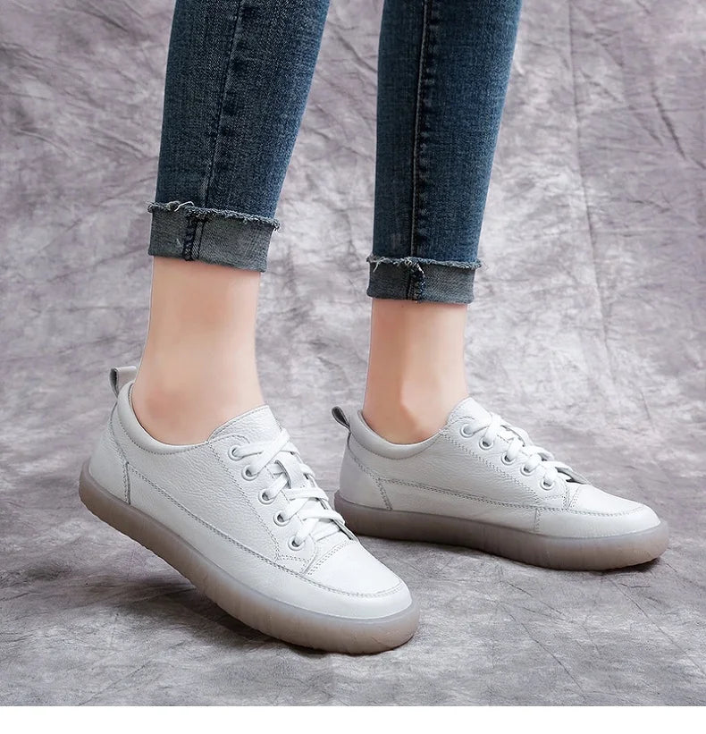 Soft-Bottom Genuine Leather Oxford Sneakers