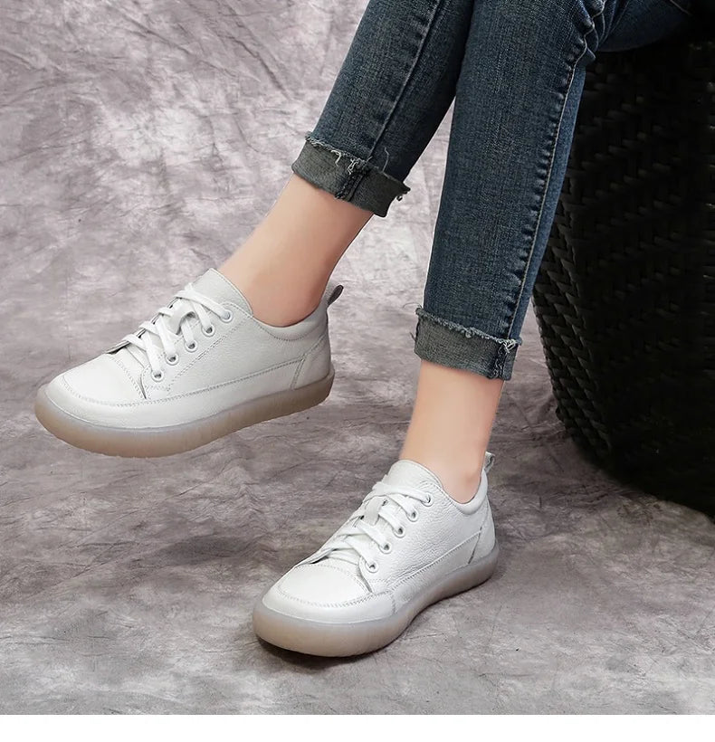 Soft-Bottom Genuine Leather Oxford Sneakers