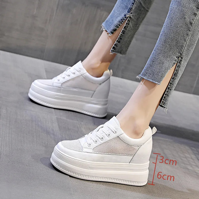 Breathable Split Leather Chunky Sneakers