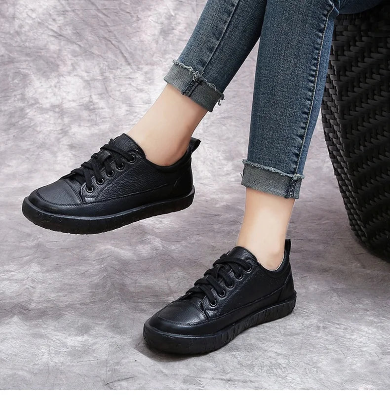 Soft-Bottom Genuine Leather Oxford Sneakers