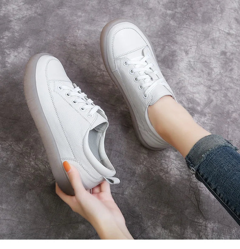 Soft-Bottom Genuine Leather Oxford Sneakers