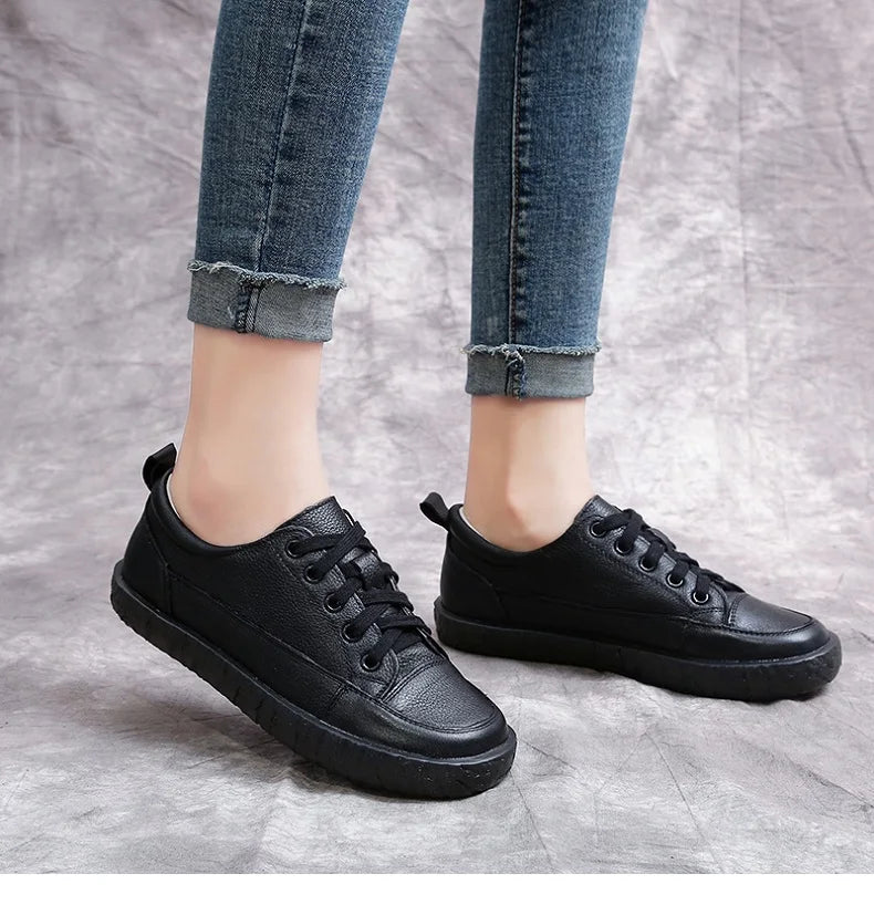 Soft-Bottom Genuine Leather Oxford Sneakers