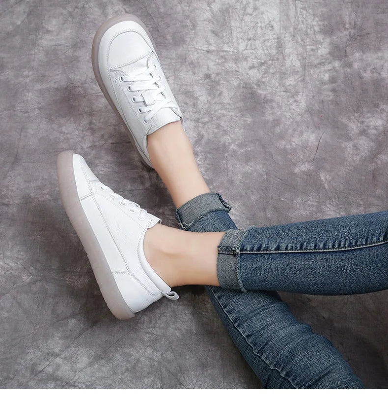 Soft-Bottom Genuine Leather Oxford Sneakers