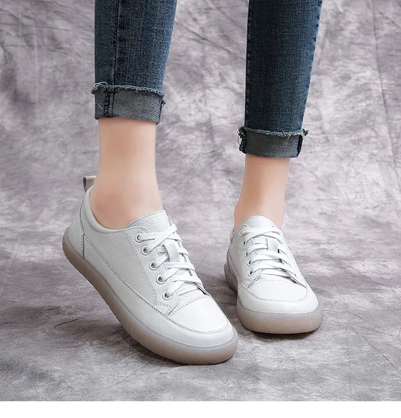 Soft-Bottom Genuine Leather Oxford Sneakers