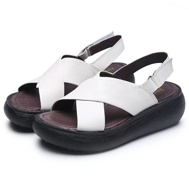 Thick Bottom Cowhide Leather Sandals