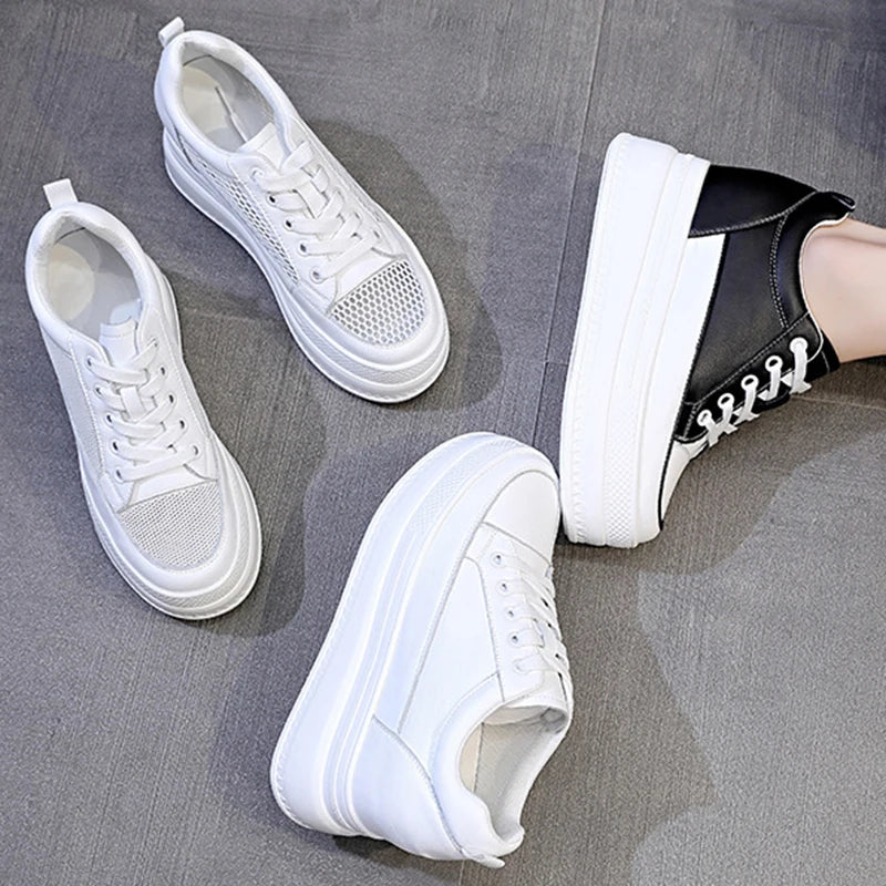 Breathable Split Leather Chunky Sneakers