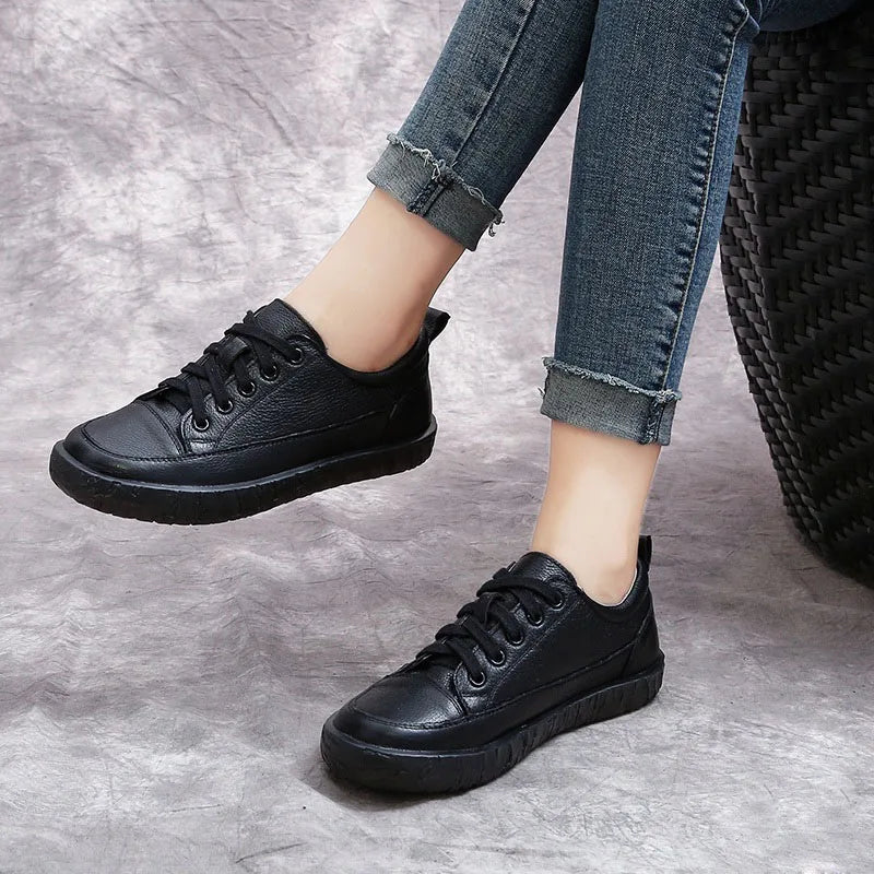 Soft-Bottom Genuine Leather Oxford Sneakers