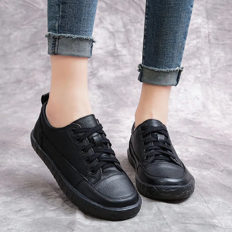 Soft-Bottom Genuine Leather Oxford Sneakers