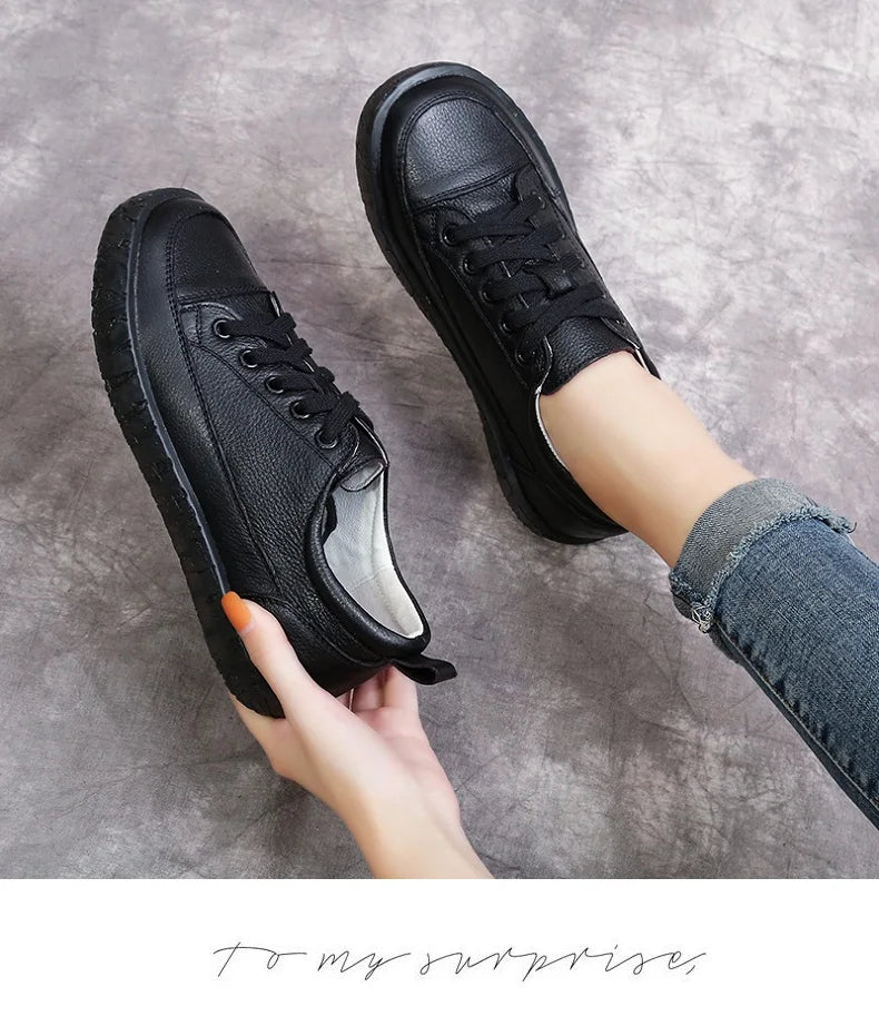 Soft-Bottom Genuine Leather Oxford Sneakers