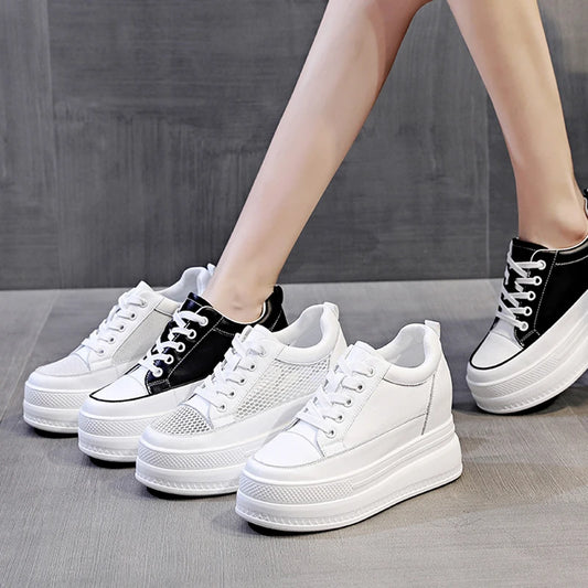 Breathable Split Leather Chunky Sneakers