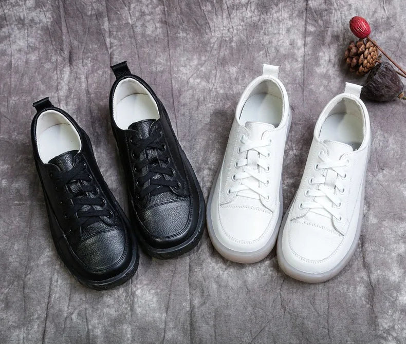 Soft-Bottom Genuine Leather Oxford Sneakers