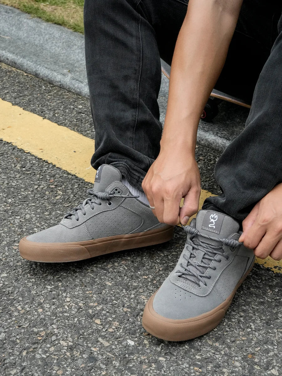 Gray Suede Lace-Up Street Sneakers