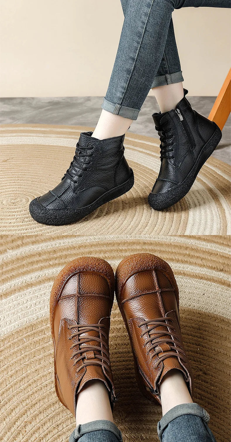 Leather Cross-Strap Sneakers