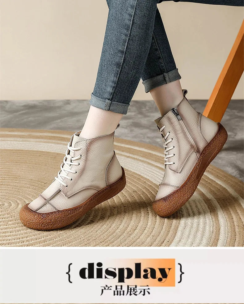 Leather Cross-Strap Sneakers