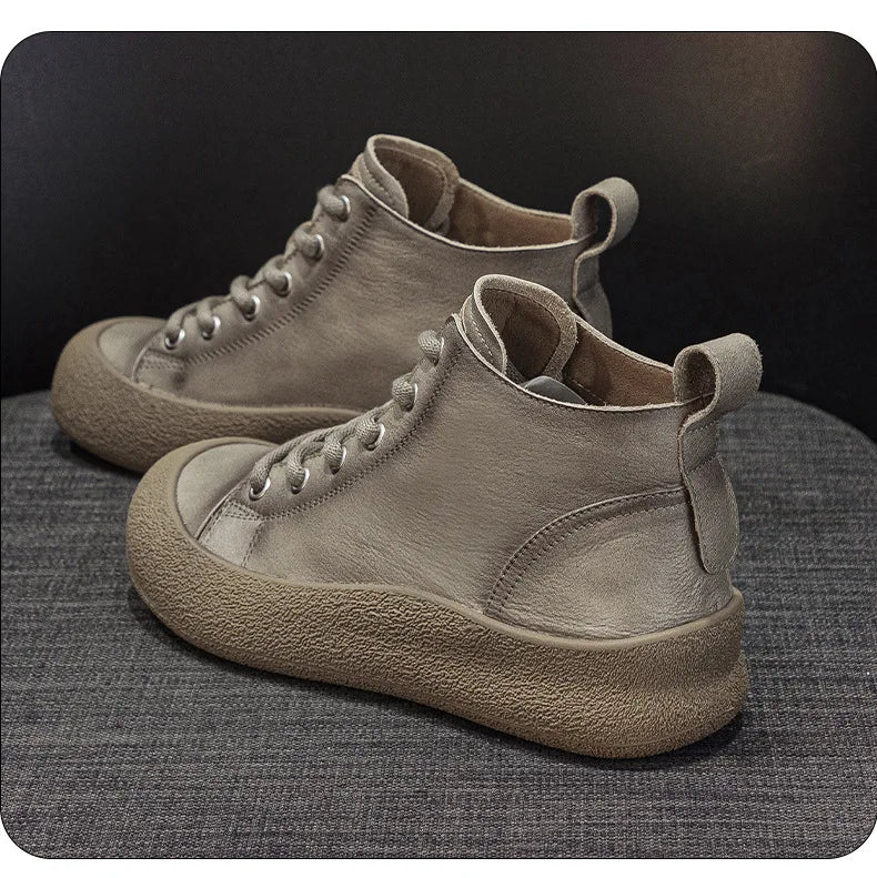 Non-Slip Cowhide Flat Sneakers