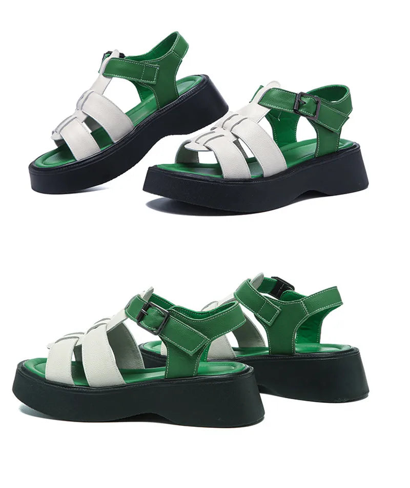 Leather Sandals Genuine Platform