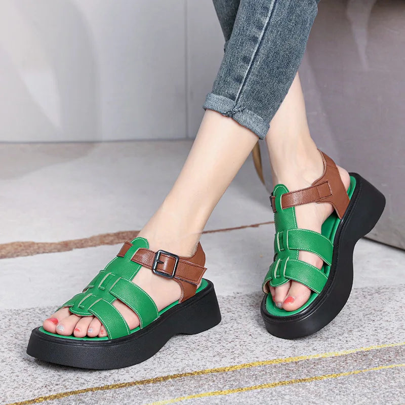 Leather Sandals Genuine Platform