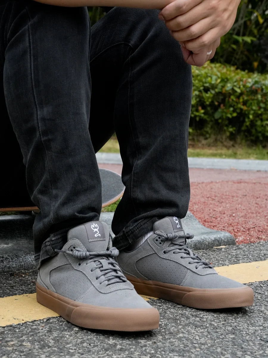 Gray Suede Lace-Up Street Sneakers