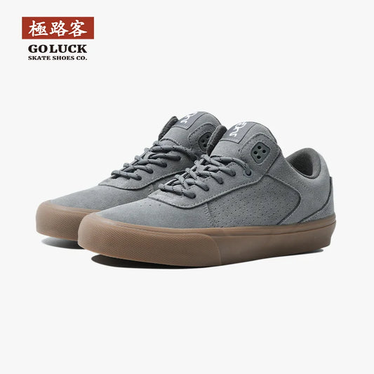 Gray Suede Lace-Up Street Sneakers