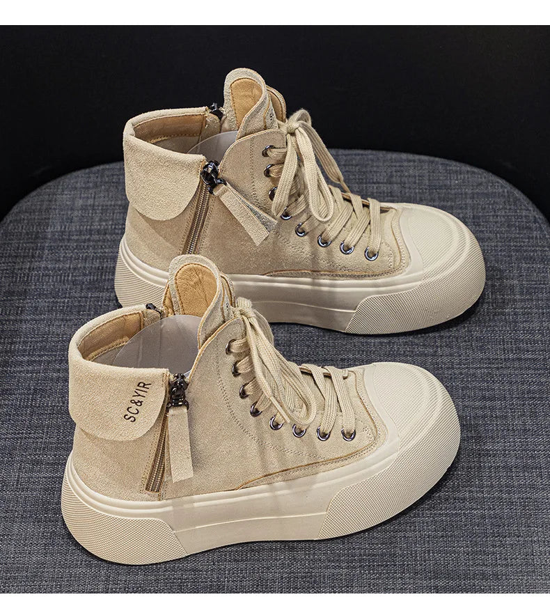 Frosted Cowhide High Top Sneakers