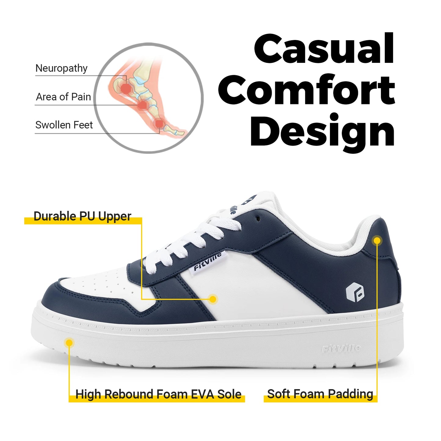 Wide Flat Sneakers Casual Shoes Lightweight Breathable Walking for Swollen Feet Daily Gym Vulcanized Shoes