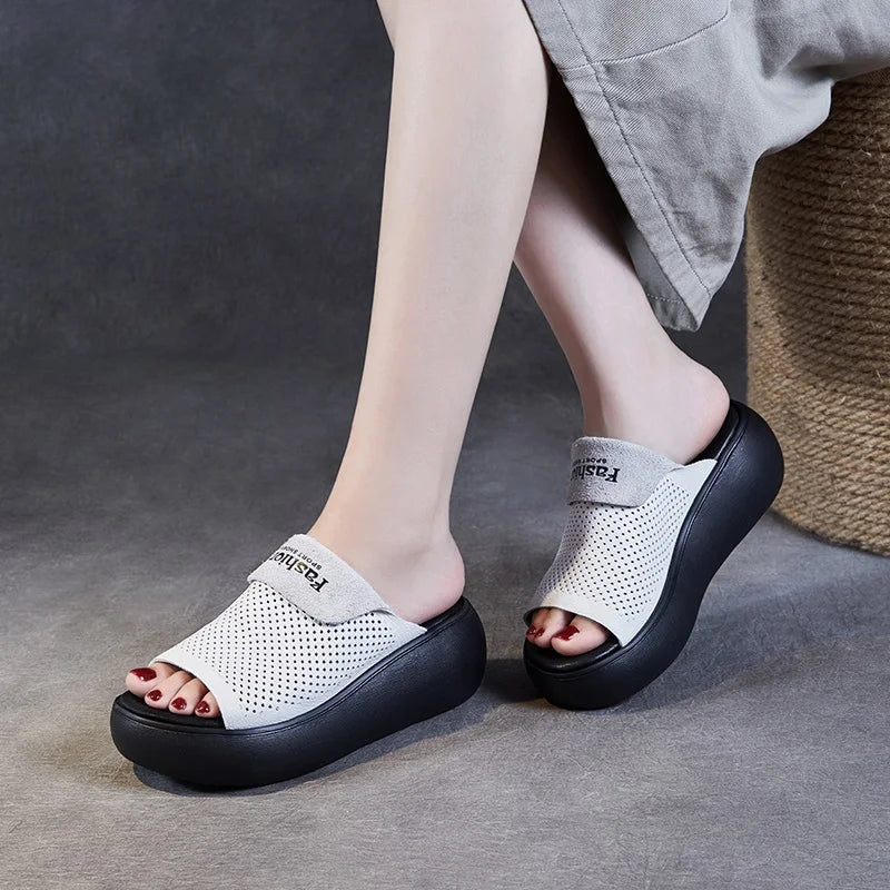 Casual Genuine Leather Heeled Sandals