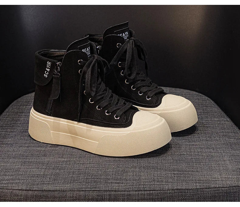 Frosted Cowhide High Top Sneakers