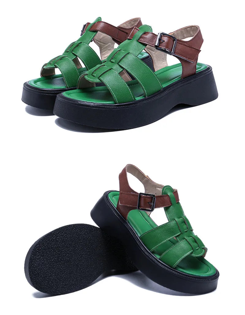 Leather Sandals Genuine Platform