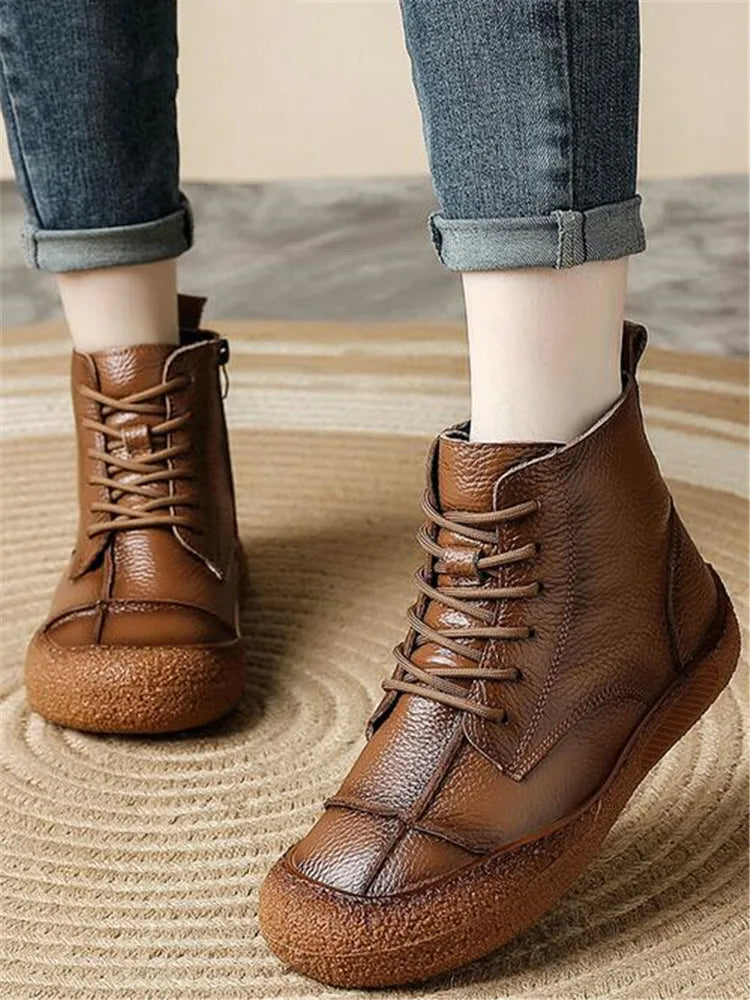 Leather Cross-Strap Sneakers