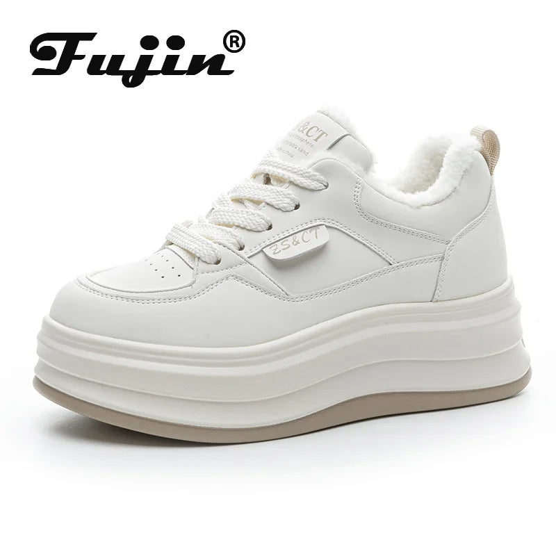 Genuine Leather Platform Wedge Sneakers