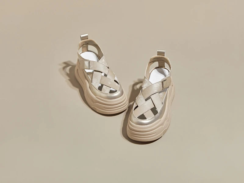 Breathable Chunky Leather Platform Sandals