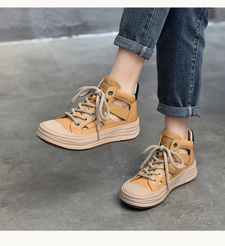 Breathable Leather Vulcanized Sneakers