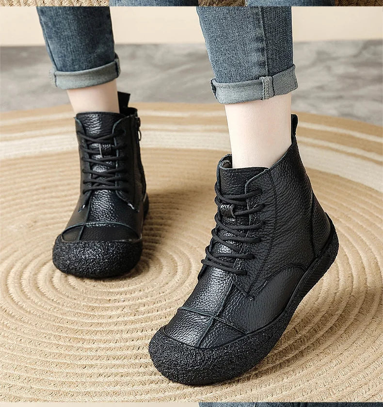 Leather Cross-Strap Sneakers