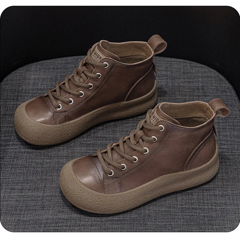 Non-Slip Cowhide Flat Sneakers