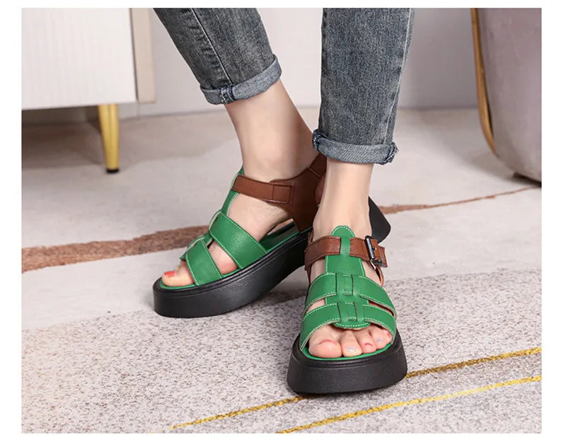 Leather Sandals Genuine Platform