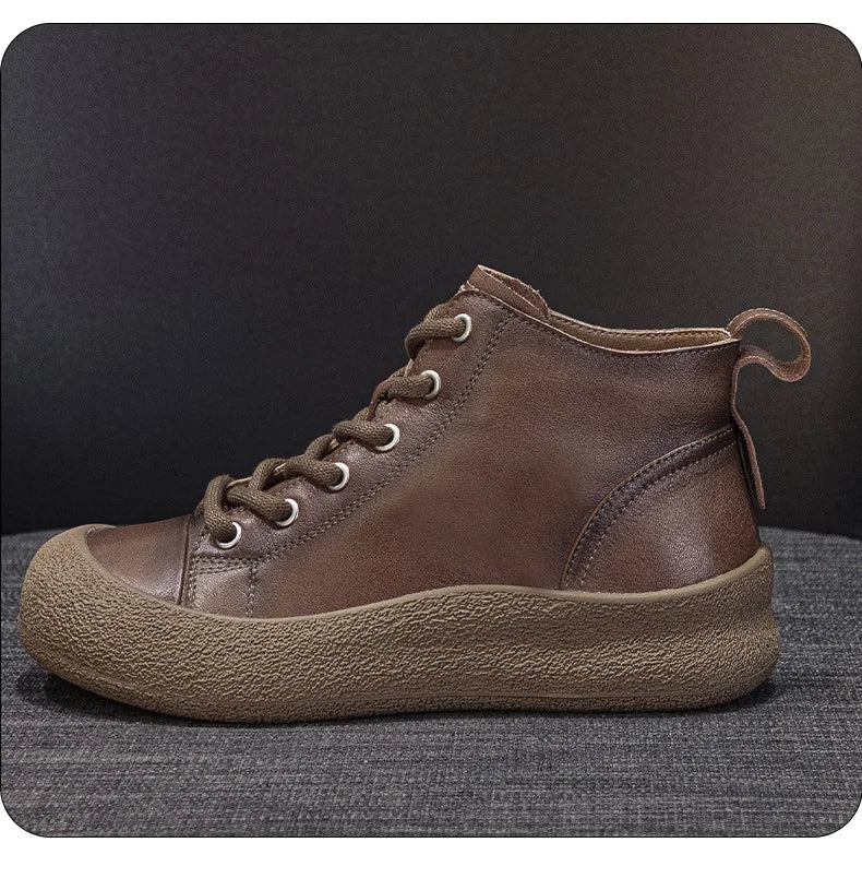 Non-Slip Cowhide Flat Sneakers