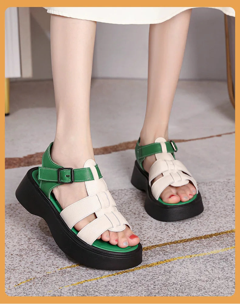 Leather Sandals Genuine Platform