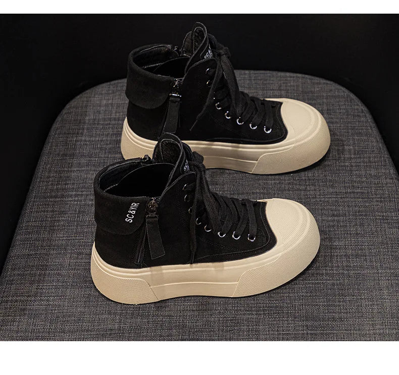 Frosted Cowhide High Top Sneakers