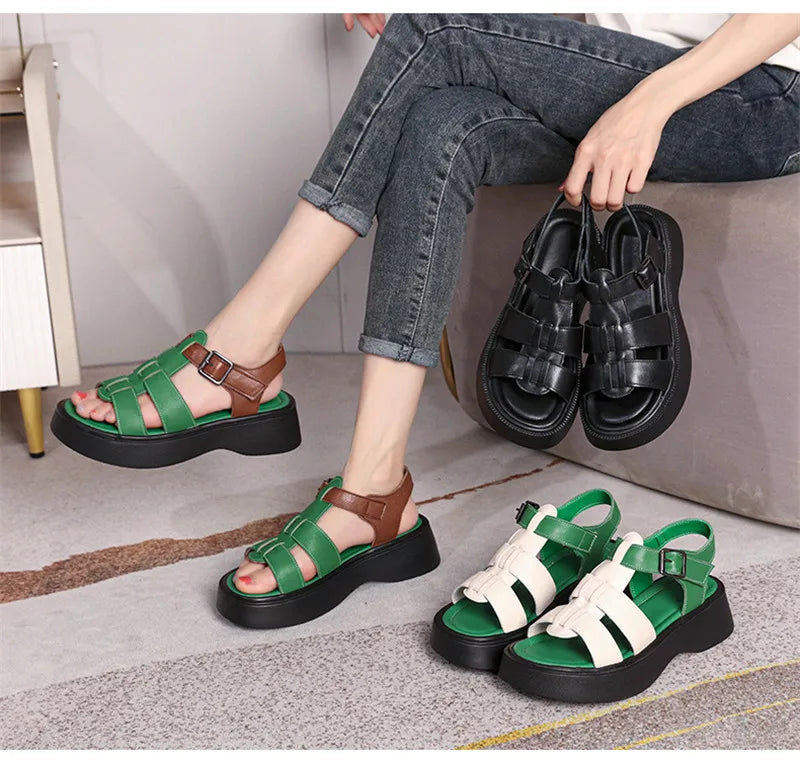 Leather Sandals Genuine Platform