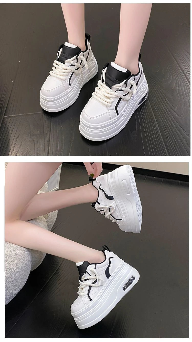 Black-White Platform Lace-Ups