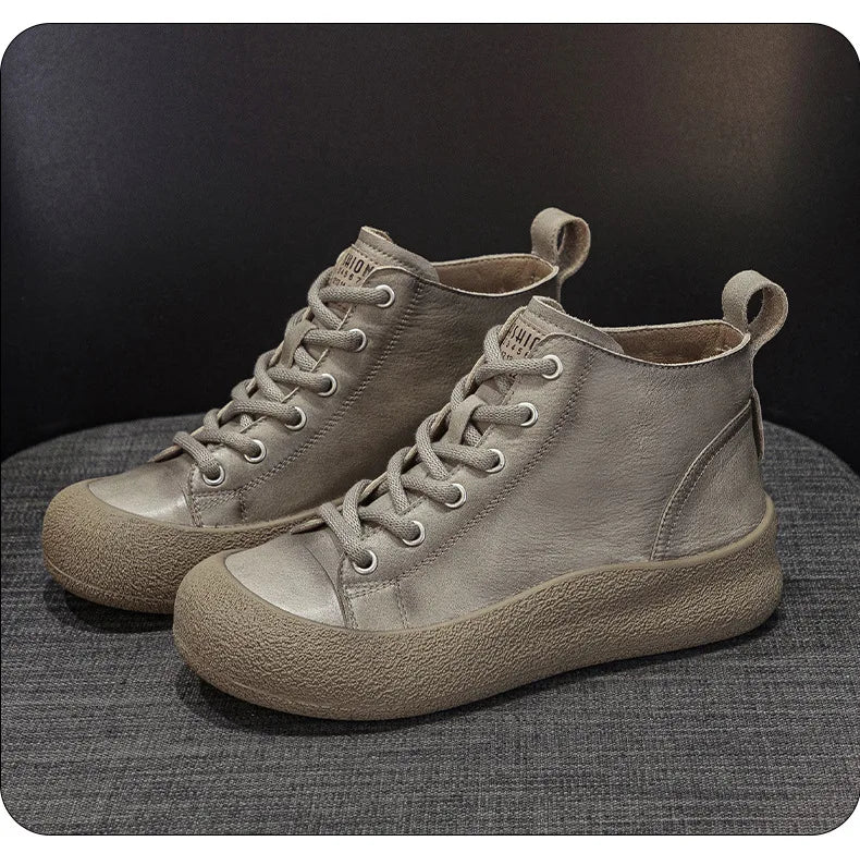 Non-Slip Cowhide Flat Sneakers