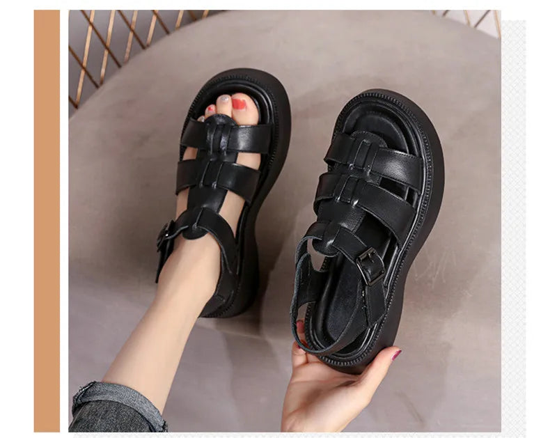 Leather Sandals Genuine Platform